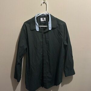 Green flower pattern men’s button up